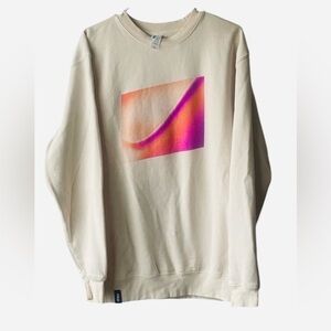 Lane seven Cream Crewneck Sweater with Pink and Orange Graphic